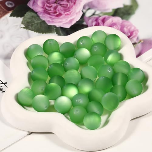 25pcs Resin Transparent Frosted Beads 16mm Cat Eye Circular Rubber Bead Spacer Bead DIY Making Friendship Bracelet Phone Chain Keychain Pen Beads Accessories (Green) - color: Green