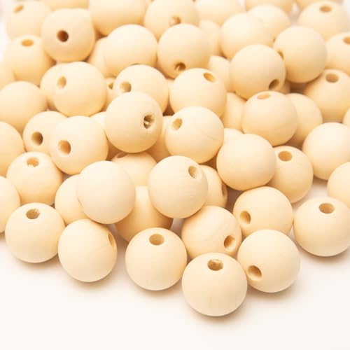 200pcs Wooden Beads for Crafts 20mm Natural Unfinished Bulk Large Beads for Garland Macrame Jewelry Making & DIY Farmhouse Decor (20mm) - size: 20mm