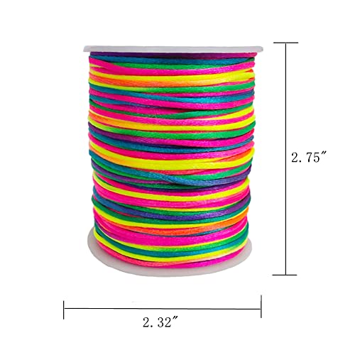1.5 mm Nylon Satin Cord Beading Braided Thread String for Macrame Bracelets Chinese Knotting,Necklaces,Jewelry Making 109 Yards (Rainbow) - color: Rainbow, size: 1.5mm