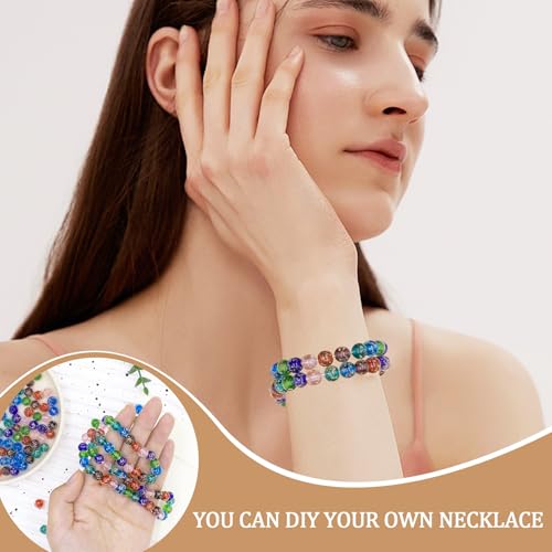 100Pcs Multicolor Glass Beads, 8mm Glow in The Dark Round Glass Beads for Jewelry Making, Earring Spacer Beads, DIY Crafts Bracelets Necklaces Earrings with 1.5~2mm Hole - color: Multicolor