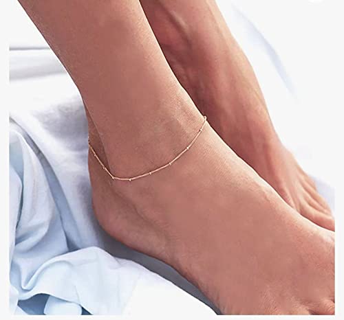DEARMAY 14K Gold Plated Ankle Bracelets Set for Women Waterproof, Anklets for Women Cuban Link Layered Pack Jewelry Gift - color: Gold Anklet-Q