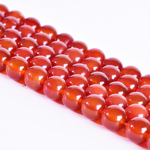 6mm Red Agate Stone Beads Natural Carnelian Crystal Gemstone Round Loose Beads for DIY Jewelry Making 15"/Strand - color: AAA Level Red Agate, size: 6mm