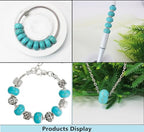 Turquoise Large Hole Beads for Jewelry Making - 100pcs 14mm European Gemstone Howlite Rondelle Spacer Big Craft Beads for Pens, Bracelets - color: Turquoise Large Beads