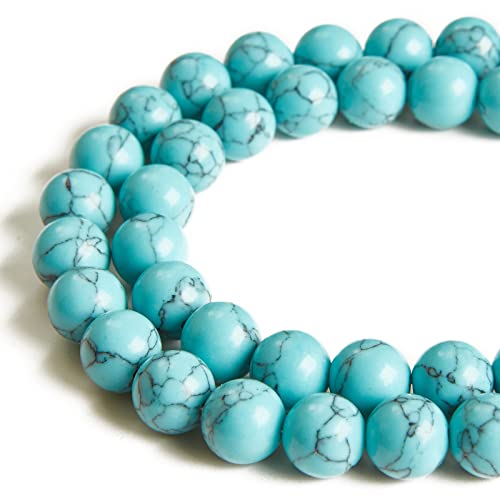 150pcs 6mm Blue Turquoise Beads Natural Gemstone Beads Round Loose Beads for Jewelry Making - color: Blue Turquoise, size: 6mm