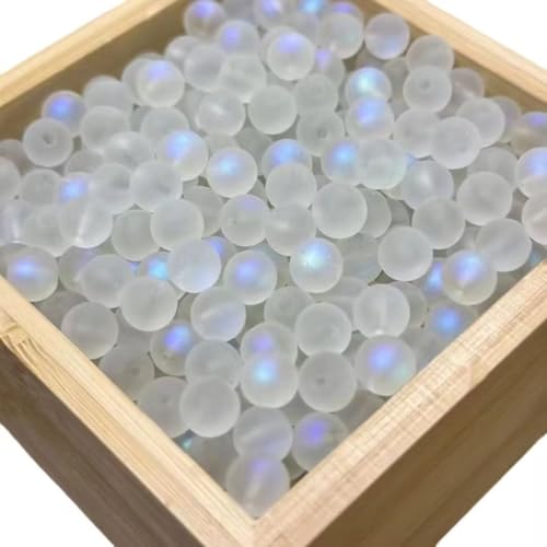 200Pcs Clear Matte Crystal Glass Beads, 4mm Aurora Mermaid Style for DIY Jewelry Making, Necklace Bracelet Earring Crafts