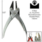 The Beadsmith 3-Step Round and Concave Nose Parallel Plier, Loops 3, 4, 5mm, 5.5 inches (140mm), Steel Tool for Jewelry Making, with Spring - style: 3-Step Round/Concave - 140mm
