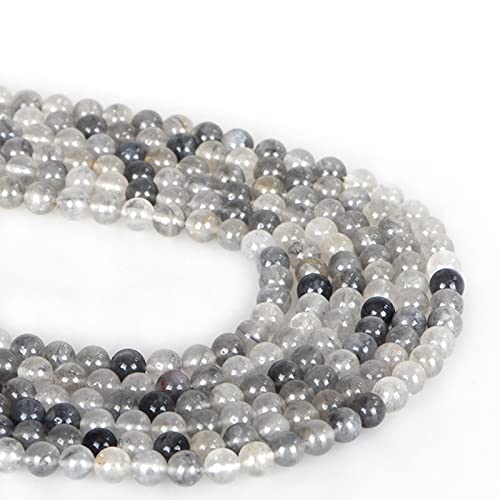 ICAI Beads（Cloudy Quartz Crystals） Natural Stone Gemstone Round Loose Beads Crystal Energy Stone Healing Power for Jewelry Making DIY,1 Strand 46-48pcs（8mm） - color: Cloudy Quartz Crystals, size: 8mm