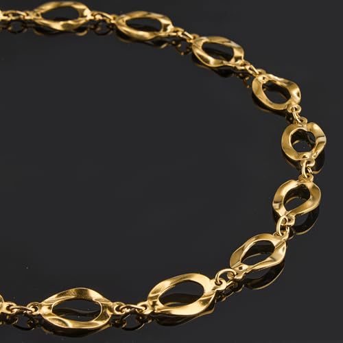 UMAOKANG 2 Meters Stainless Steel Gold Plated Chains for Jewelry Making Hollow Oval Chain Bulk on Spool - color: Gold Hollow Oval