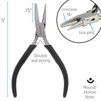 The Beadsmith Round Hollow Nose Plier – 5in Jewelry Wire Looping & Bending Tool with Steel Head, Black PVC Grip & Double Leaf Springs