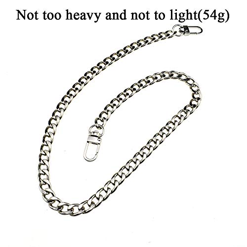 HAHIYO Purse Chain Strap 15.7 inches Bright Silver for Shoulder Cross Body Sling Purse Handbag Clutch Replacement Comfortable Flat 0.4' Wide Enough 2.4mm Extra Thick Metal 1 Pack - size: Bright Silver 15.7 inches