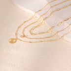 Layered Necklaces for Women, Dainty 14K Gold Plated Circle Peadant Chain Necklace Set Simple Paperclip Stacked Necklaces for Women Trendy Gold Jewelry - color: set1