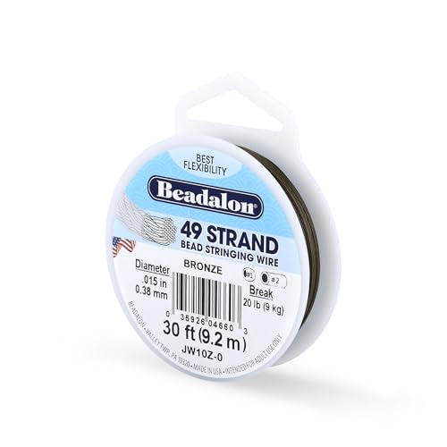 Beadalon 49 Strand Stainless Steel Bead Stringing Wire, .015 in / 0.38 mm, Bronze, 30 ft / 9.2 m - color: Bronze, style: .015 in / 0.38 mm, 30 ft / 9.2 m