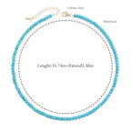 Crystal Choker Necklaces for Women,4mm Handmade Natural Stone Choker Beaded Necklace Healing Crystal Necklace Gemstone Bead Necklaces for Women - color: Turquoise
