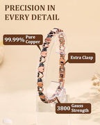 99.99% Pure Copper Magnetic Bracelet for Women, Heart Wire Design Adjustable Jewelry with 3800 Gauss Magnets, Elegant Gift Box - color: Copper Heart