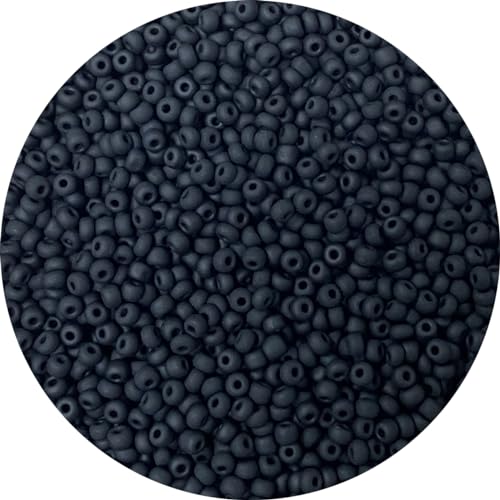 Bala&Fillic Frosted Black Color 4mm Seed Beads About 1200pcs/100Grams in Bag, 6/0 Glass Craft Beads for Making Bracelet and Necklace (Frosted Black) - color: Frosted black -4mm