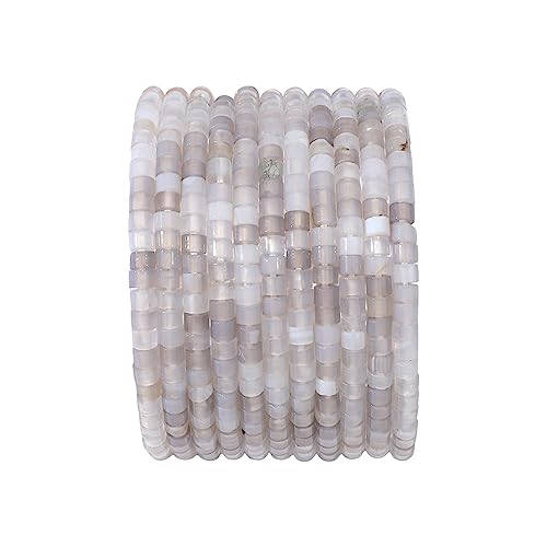 BEADIA Natural Gray Agate Short Cylinder Beads 2x3mm 155pcs Tube Loose Semi Gemstone Beads for Jewelry Making Design - color: Gray Agate