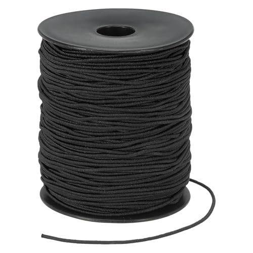 PATIKIL Stretchy String for Bracelets 109 Yards / 100m, 1.5mm Elastic Cord for Jewelry Making, Necklaces, Beading and Crafts DIY, Black - color: Black