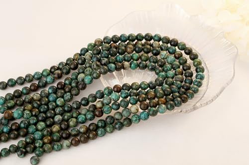 QINJIEJIE 60PCS African Turquoise Stone Beads 8mm Natural Beads Round Loose Gemstone Bead for Bracelet Beading Crystal Jewelry Making DIY Necklace Earrings 0.32" - color: African Turquoise, size: 60PCS