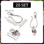 Craftdady 20 Sets Antique Silver S Hook Eye Clasps Tibetan Metal Toggle Clasps Closure End Clasps for Bracelet Necklace Jewelry Making - color: Antique Silver, 24x11mm