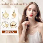 MARFOREVER 40 Pcs 18K Gold Heart Charms for Jewelry Making, Valentines Charms 3D Love Heart Shape Dangle Pendants for Mother's Day Valentine's Gifts Bracelet Necklace Earrings Making DIY Crafts - style: Gold Heart