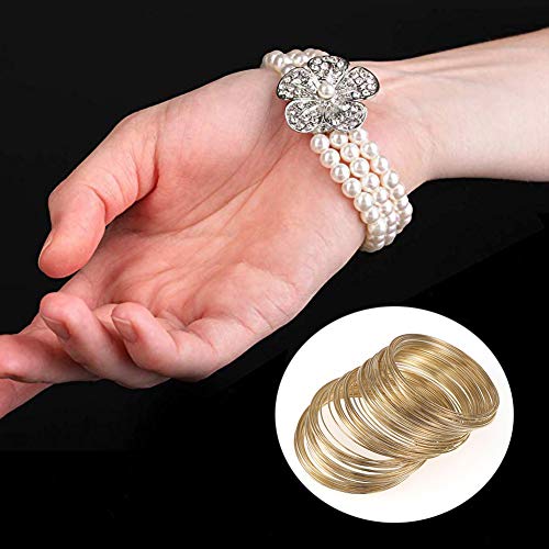 300Pcs Jewelry Beading Wire for Jewelry Making,KC Gold Jewelry Craft Wire Memory Wire Cuff for Jewelry Making DIY Bracelet Necklace Craft Supplies(0.6 mm Thickness,6 cm in Diameter) - color: KC Gold