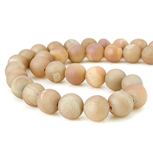 RUBYCA Round Dyed Electroplated Druzy Agate Quartz Crystal Gemstone Beads (1 Strand, Champagne, 6mm) - color: Champagne, size: 6mm