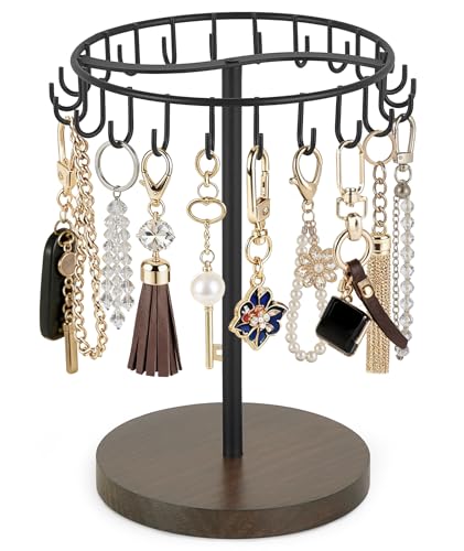 Dahey Keychain Display Stand for Vendor, Metal Bracelet Holder Organizer Hand Sanitizer Keychain Display with 22 Hooks Storage Keychains Bracelet for Study Desk Entryway Decor, Black - color: Black, size: 22hooks