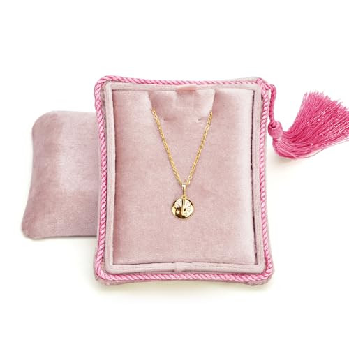 Necklace Boxes, Velvet Small Earring and Necklace Case for Women with Tassel, Empty Long Necklace Pendant Box for Her(Pink) - color: Pink