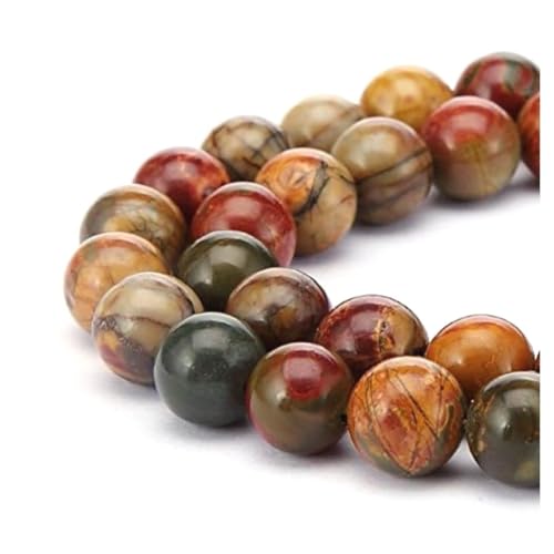 90pcs Adabele Natural Picasso Jasper Healing Gemstone 4mm (0.16 inch) Small Round Beads Gem Stone Spacer for Craft Jewelry Making GF10-4 - color: Picasso Jasper, size: 4mm (90pcs/1 Strand)