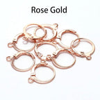 20Pcs Steel French Lever Earring Hooks Wire Settings Base Hoops Earrings with Open Loop for Men Women for DIY Jewelry Making Supplies(14×12mm) (Rose Gold) - color: Rose Gold