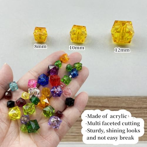 200pcs 10mm Acrylic Cube Square Faceted Acrylic Beads with Hole Plastic Spacer Beads for Bracelets Necklace Earring Making Supplies (Gold Yellow) - color: Gold Yellow, size: 10mm