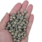 100pcs Natural Stone Beads 8mm Dalmation Jasper Round Genuine Real Stone Beading Loose Gemstone Hole Size 1mm DIY Charm Smooth Beads for Bracelets Necklaces Earrings Jewelry Making Crafts - color: Dalmation Jasper