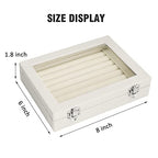 Vicoter Rings Organizer Tray 7 Slots Velvet Jewelry Earring Storage Box with Transparent lid Jewelry Display Case for Girls Wife Mom Women (Beige) - color: Beige