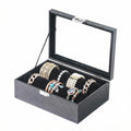 Bracelet Display Holder with Rods for Bangles Watches, Jewelry Organizer Box Storage Case with Clear Lid (Black) - color: Black