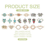 Cheriswelry Rhinestone Enamel Connectors Charm Links Evil Eye Alloy Metal Pendants Antique Silver Flat Round Hamsa Hand Owl Feather Heart Charm Pendant for Bracelet Necklace Jewelry Making - color: Antique Silver Gold-Mixed Shapes