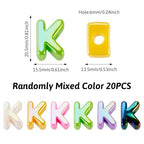 Beadthoven 20pcs Big Letter K Beads Large Hole Bubble Alphabet Acrylic Beads Charm Iridescent Plastic K Shape Loose Chunky Spacers for Jewelry Making Bracelet Necklace Keychains Shoelaces Crafts - color: K