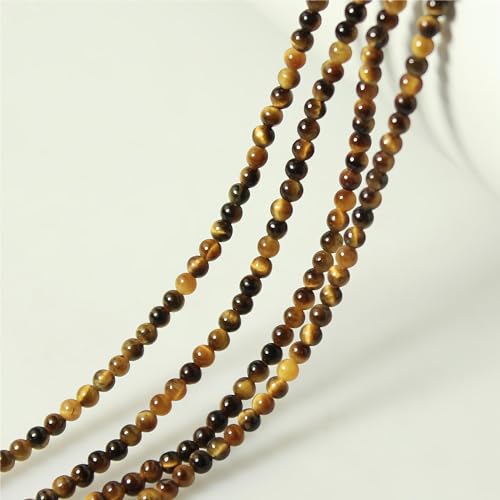 MJDCB 320pcs Natural Small Stone Beads 2mm Yellow Tiger Eye Round Smooth Loose Gemstone Bead for Jewelry Making Bracelets Earrings Necklaces Accessories - color: Yellow Tiger Eye