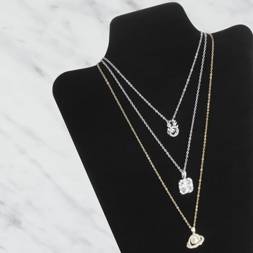 KUKUVR 2Pcs Black Velvet Necklace Bust Display Stand, Jewelry Pendants Chain Holder Stand, Necklace Display Board for Retail Vendor Booth & Selling (Medium 10.6 * 7.6inch) - size: Medium 10.6*7.6inch