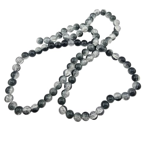 DandS ltd Crackle Lampwork Glass Beads for Jewelry Making, Black & White, Vibrant DIY Bracelets, Necklaces, Beading Supplies & Craft Kits for Handmade Jewelry, 80pcs 0.39 inch (10mm), #J260-10 - color: Black & White