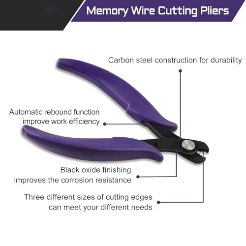 5.5 Inches Memory Wire Cutter For Jewelry Making Memory Cutter Kit For Bracelet Making 200 Silver Wire Loops Beading Jewelry Beading