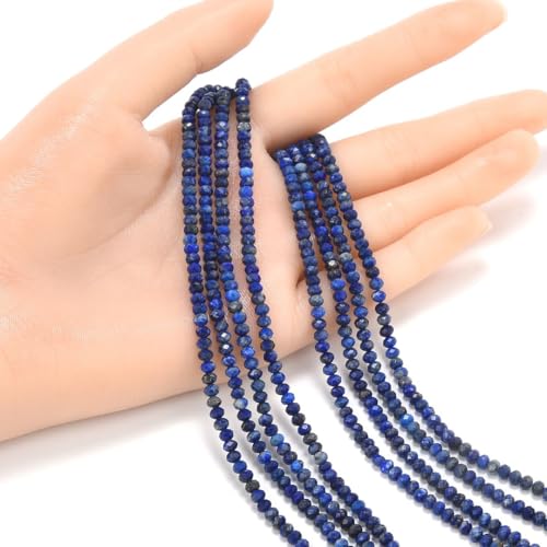 Adabele 15 Inch Natural Blue Lapis Lazuli Healing Gemstone 3mm x 2mm Tiny Small Faceted Round Rondelle Loose Beads Stone Spacer (100-110pcs) for Craft Jewelry Making GK-A7 - color: Lapis Lazuli, size: 3mm x 2mm - 15 inch/1 strand