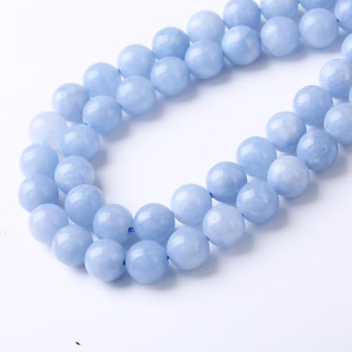 Dream Blue Chalcedony Stone Beads Jewelry Making Gemstone Round Crystal Bracelet Necklace 1 Strand 15.5inch 45PCS 8MM - color: Dream Blue Chalcedony, size: 8mm