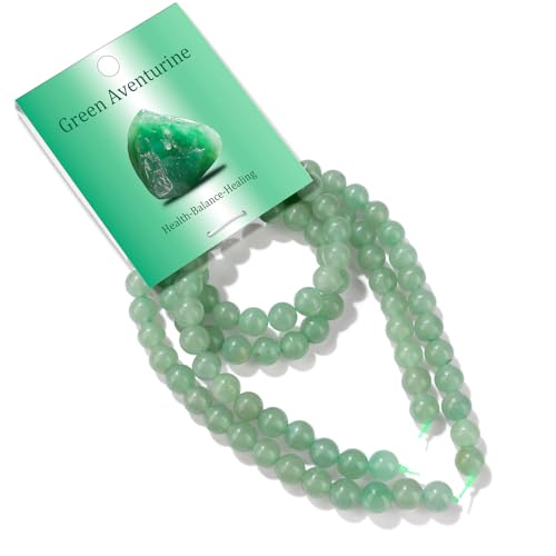 100PCS 8mm Natural Green Aventurine Beads Gemstone Round Loose Beads for Jewelry Making Chakra Crystal Stone Beads for Bracelets Necklace Earrings Making Supplies (100pcs/Strand) - color: Green Aventurine, size: 100PCS