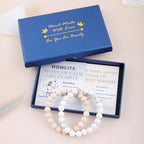 NCB 2.3-Piece 4mm Natural Crystal Gemstone Stretch Bracelets – Handmade Reiki Energy Healing Jewelry for Meditation,Yoga, Unisex - color: 2PCS ( Howlite+White Fossil Jasper ), size: 8mm