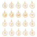 Craftdady Golden Plated Enamel Pendants White Oval Flat Round Dangle Charms for DIY Earrings Necklace Bracelet Making - color: 18K Gold Plated Ocean Aniamls-10 Style