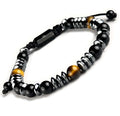 Mens Beaded Bracelet - Stone Jewelry, Black Onyx Hematite Bracelets, Mens Accessories, Adjustable - style: Night Hunter