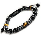 Mens Beaded Bracelet - Stone Jewelry, Black Onyx Hematite Bracelets, Mens Accessories, Adjustable - style: Night Hunter