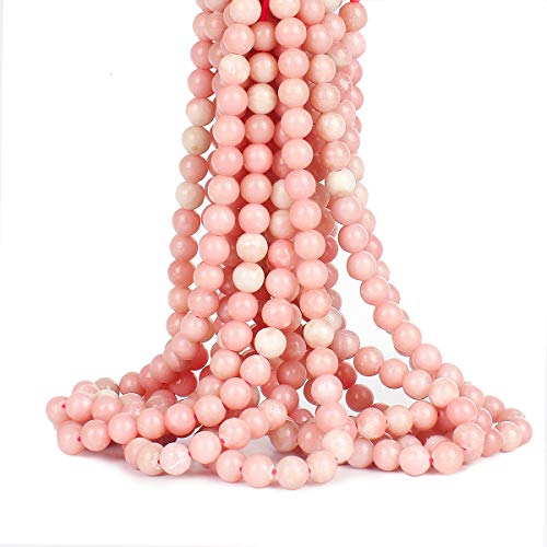 70PCS Natural 8MM Healing Gemstone, Peruvian Pink Opal Energy Stone Round Loose Beads, Semi-Precious Crystal Beads with Free Elastic String for Jewelry Making DIY - color: Peruvian Pink Opal, size: 8MM