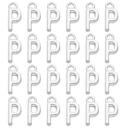 PATIKIL Letter Charm, 50pcs Alphabet Initial Pendant Charm Bulk DIY for Jewelry Making Bracelets Earrings Necklace - style: P