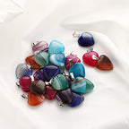 Lezam 24 Pieces Healing Crystal Heart Moon Cross Shaped Pendants Necklace Charms for DIY Jewelry Making Natural Quartz Stones Chakra Love Beads Bulk - color: 24Pcs-C